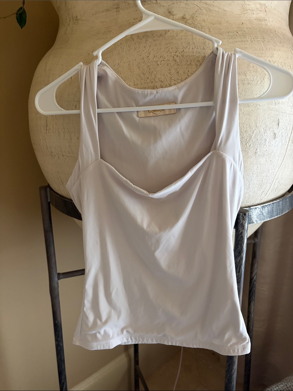 Women's Light White Cowl-Neck Camisole Tank Top